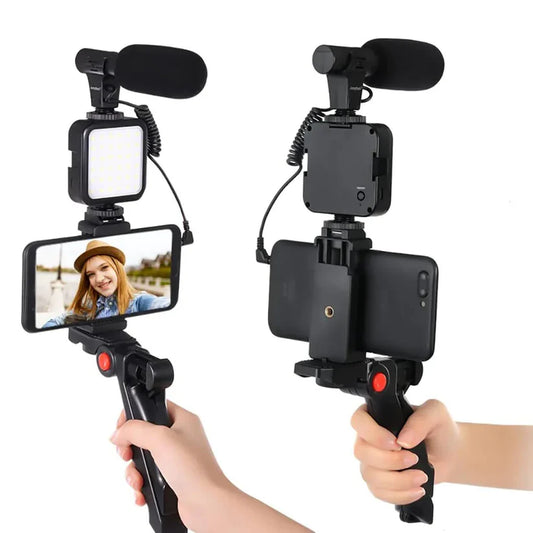 AY-49 Video Making & Vlogging Kit | Tripod, Mic & LED Light