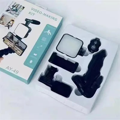 AY-49 Video Making & Vlogging Kit | Tripod, Mic & LED Light