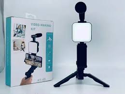 AY-49 Video Making & Vlogging Kit | Tripod, Mic & LED Light