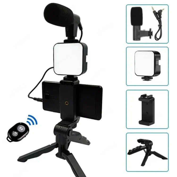AY-49 Video Making & Vlogging Kit | Tripod, Mic & LED Light