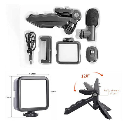 AY-49 Video Making & Vlogging Kit | Tripod, Mic & LED Light